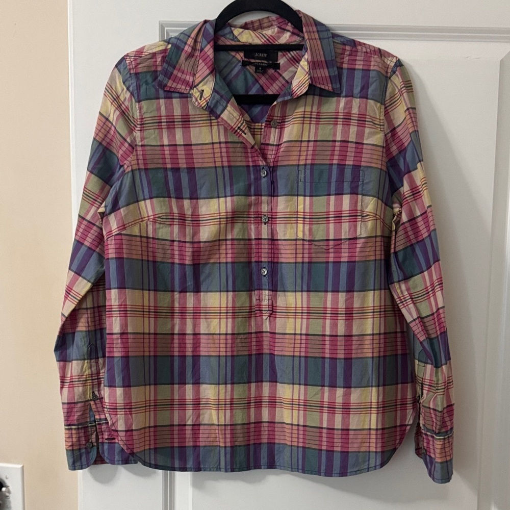 J. Crew popover classic Multicolor Plaid Casual Shirt